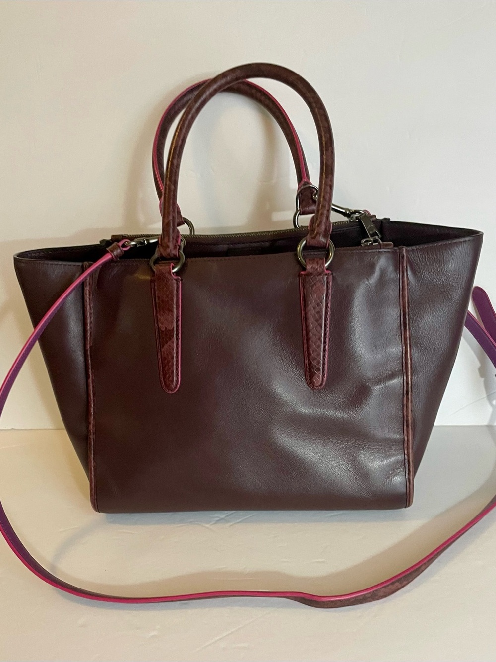 Coach Oxblood Python Trim Satchel - Picture 3 of 8